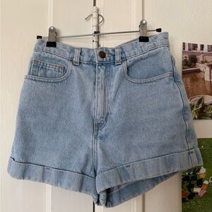 American Apparel High Waisted Lightwash Denim Shorts